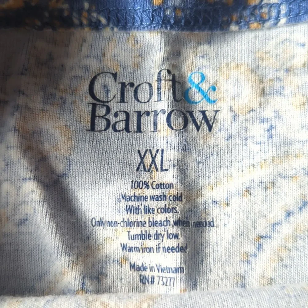 Women's Croft & Barrow blue, white and yellow paisley shirt size XXL - Picture 4 of 4